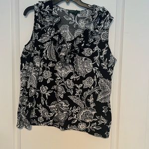 Lauren Women’s Sleeveless Ruffle Neckline Top